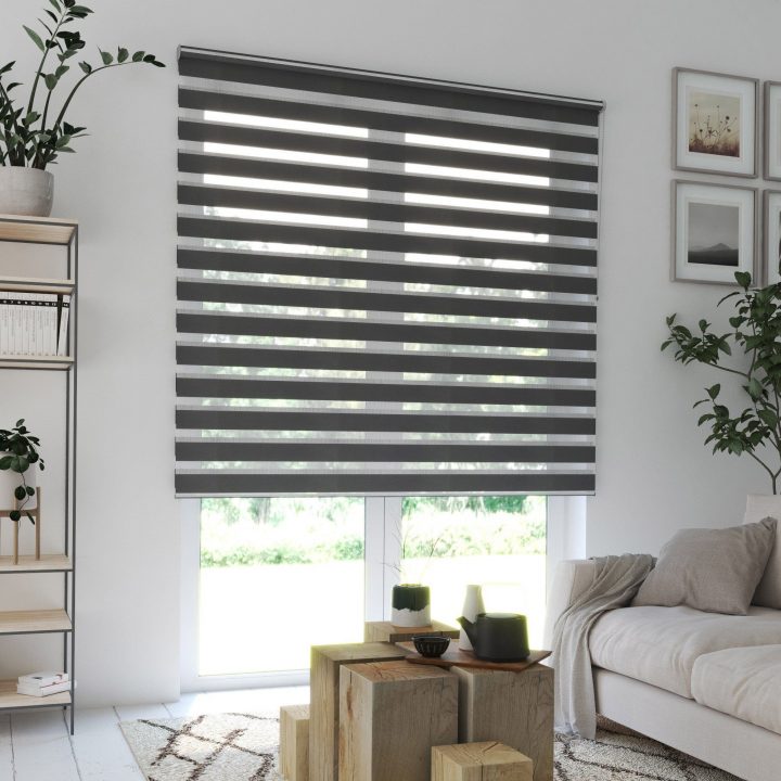 Store Enrouleur Jour / Nuit, Gris Quebec Moon, L.200 X 250 à Rideaux Jour Nuit Store Enrouleur Jour / Nuit, Gris Quebec Moon, L.200 X 250 à Rideaux Jour Nuit