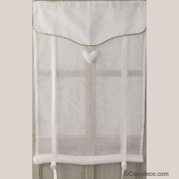Store Réglable En Lin Blanc Coeur Et Croquet Taupe tout Rideaux Avec Noeuds Store Réglable En Lin Blanc Coeur Et Croquet Taupe tout Rideaux Avec Noeuds