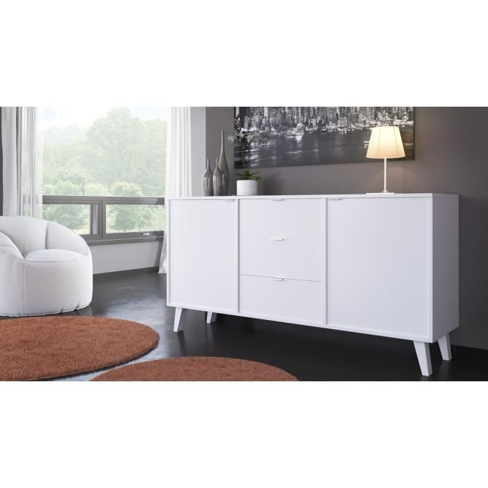 Sun Buffet Contemporain Blanc Brillant – L 180 Cm | Buffet pour Meuble Salle A Manger Pas Cher