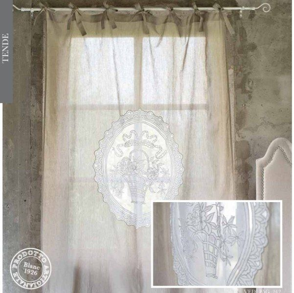 Superbe Rideau De Charme Dentelle Et Broderie Blanc intérieur Rideaux De Charme