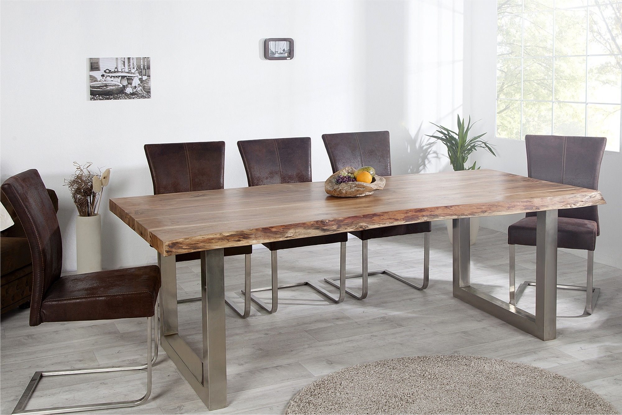 Table À Manger De 220 Cm En Bois D’acacia Non Traité Et avec Meuble De Salle A Manger Pas Cher