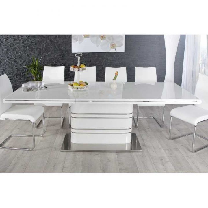 Table À Manger Design Extensible 160-220Cm Coloris Blanc avec Table Salle A Manger Extensible Conforama