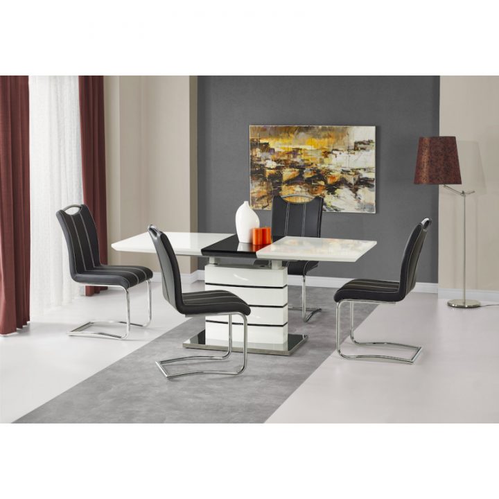 Table À Manger Design Extensible Blanc Et Noir Laqué Dorn dedans Table Salle A Manger Blanc Laqué