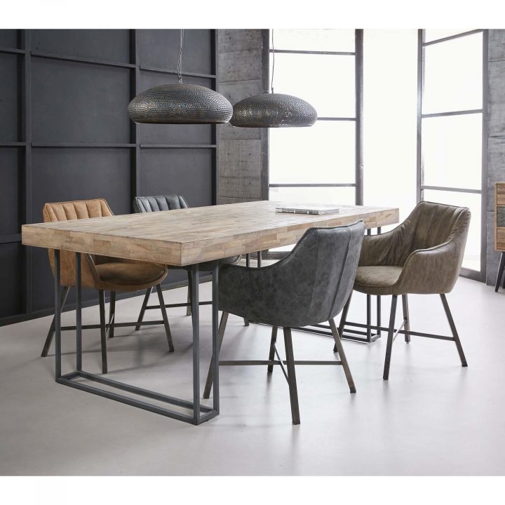 Table À Manger Design Rectangulaire 200 Cm En Bois De Teck encequiconcerne Salle À Manger Industrielle