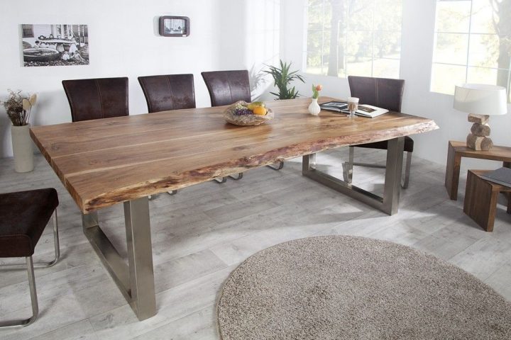 Table À Manger En Bois Massif D'Acacia Elissa 160 Cm à Table Salle A Manger Bois Metal