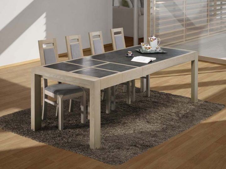 Table À Manger Etoile En Chêne Plateau Bois Et Céramique avec Table Salle A Manger Ceramique