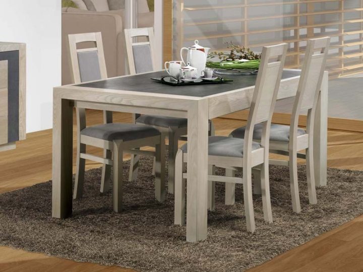 Table À Manger Etoile En Chêne Plateau Bois Et Céramique tout Salle A Manger Chene Moderne