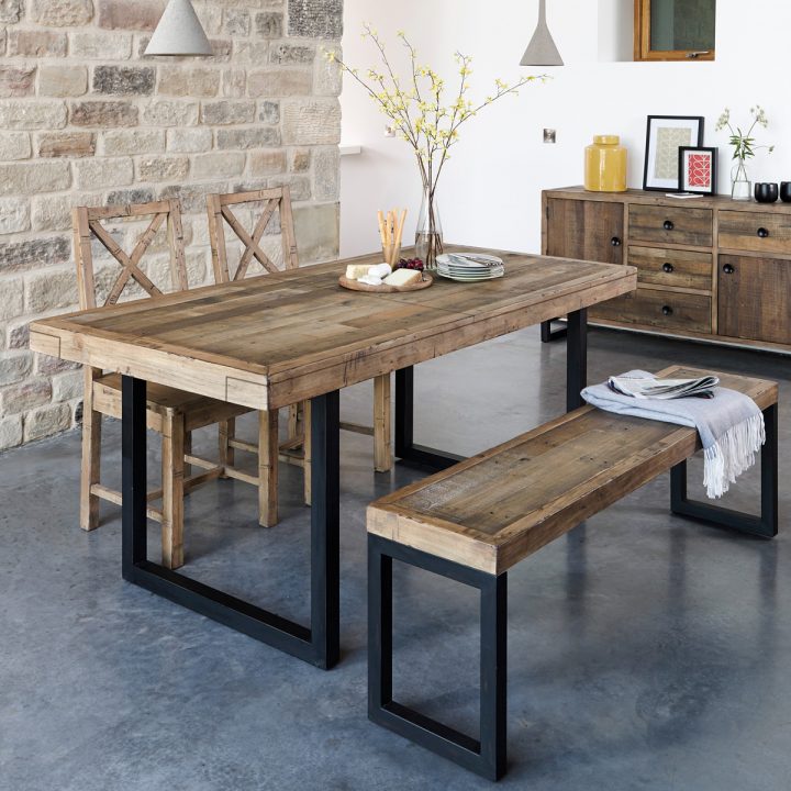 Table À Manger Extensible Bois Recyclé 140-180 Brisbane concernant Table Salle A Manger Industrielle