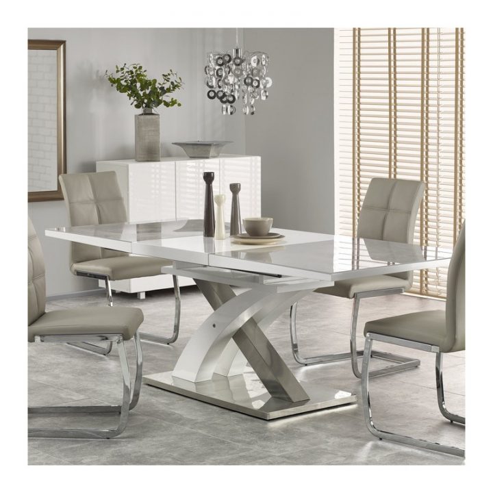 Table A Manger Grise Et Blanc Design Extensible 220Cm X à Chaise De Salle A Manger Blanche
