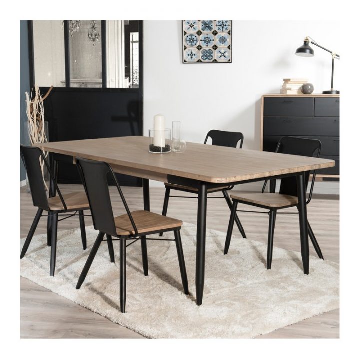 Table À Manger Industrielle Noire Et Bois Pour Votre Belle tout Table Salle A Manger Industrielle