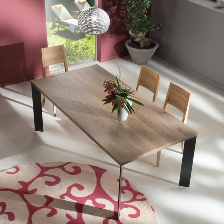 Table À Manger Moderne Bois Et Métal – 14.04 | 4-Pieds intérieur Table Salle A Manger Bois Metal