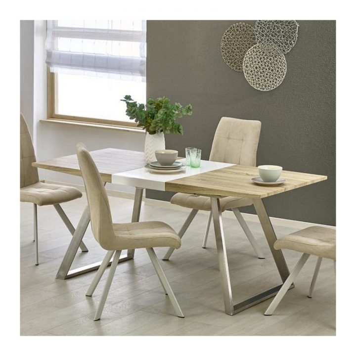 Table A Manger Scandinave Pieds Inox 130-170 X80Cm Plateau concernant Salle À Manger But