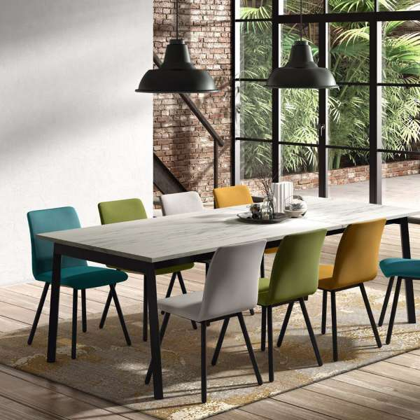 Table Avec Allonge En Stratifié Et Métal - Victoria | 4 à Grande Table Salle À Manger