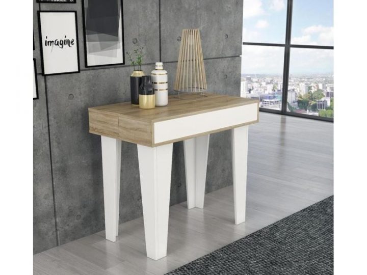 Table Console Extensible+Rallonges,Nordic Kl Max 140 Cm pour Table Salle A Manger Extensible Conforama