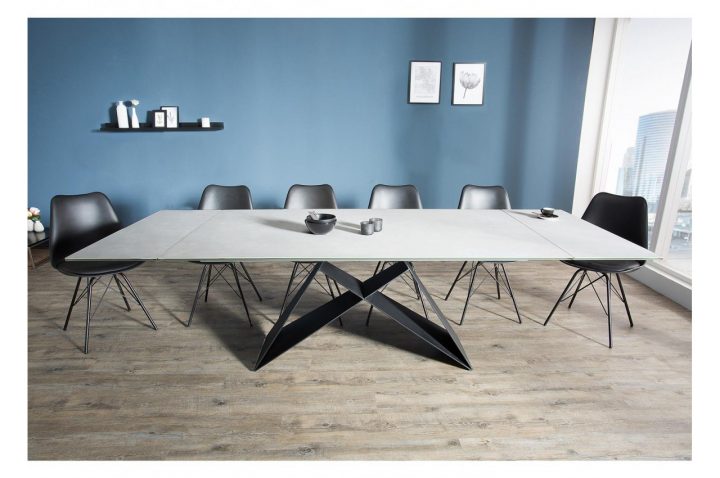 Table Contemporaine En Céramique Gris Et Pied Métal Noir dedans Table Salle A Manger Ceramique