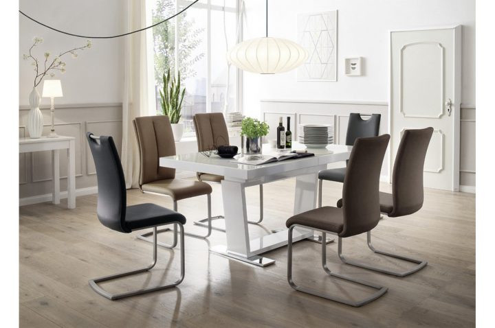 Table De Repas Design Blanche & Plateau En Verre Pour à Table De Salle À Manger En Verre