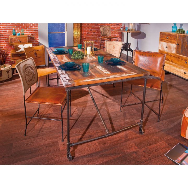 Table De Salle À Manger 180 Cm En Bois Massif Style pour Table De Salle A Manger Style Industriel