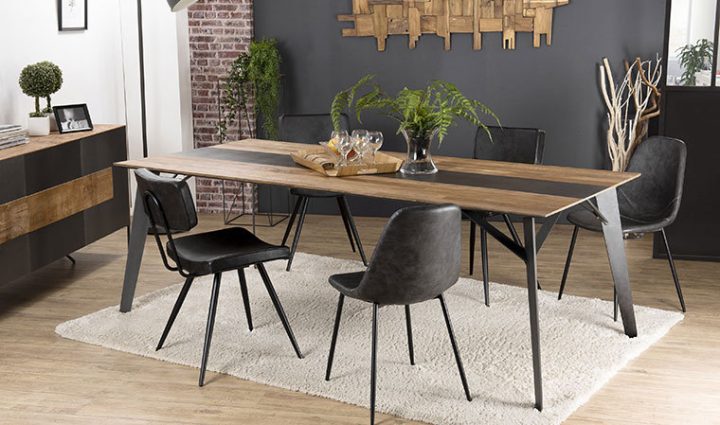 Table De Salle À Manger 220 Cm En Teck Et Acier – Eastwood intérieur Table De Salle À Manger À Vendre