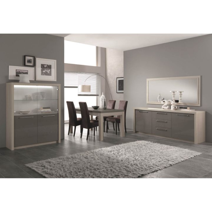 Table De Salle À Manger Design Chêne Blanchi/Gris Laqué Rosano concernant Salle A Manger Chene Blanchi