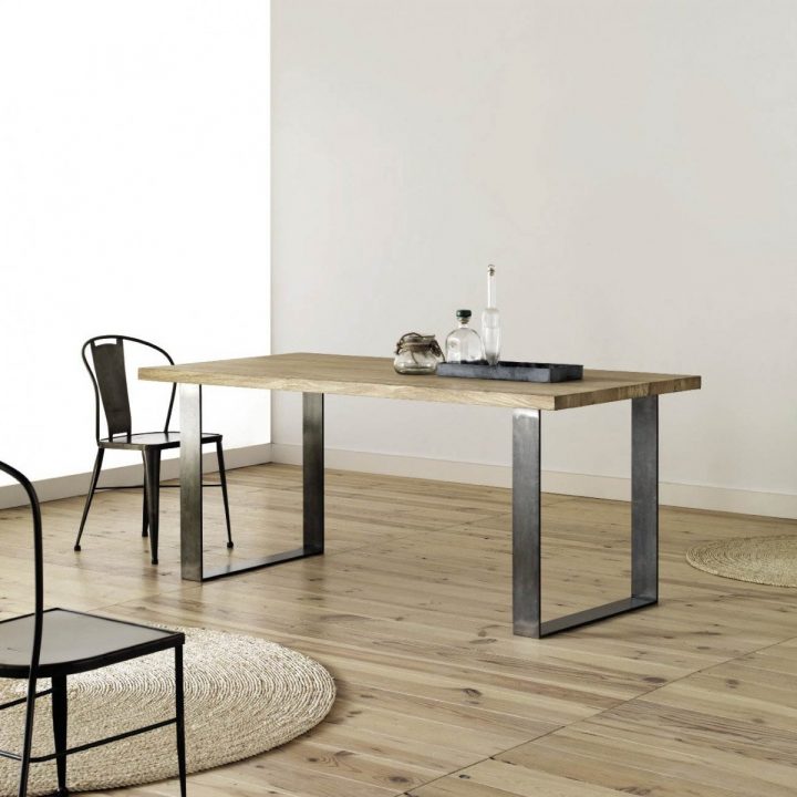 Table De Salle À Manger En Métal Et Bois, Design serapportantà Table Salle A Manger Bois Et Metal