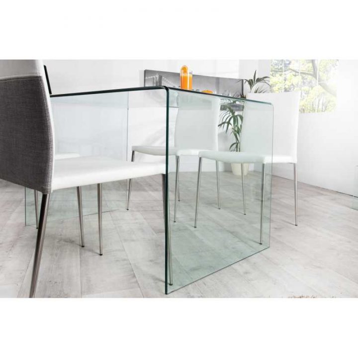Table De Salle À Manger En Verre Transparent 120 Cm Tables intérieur Table De Salle À Manger En Verre
