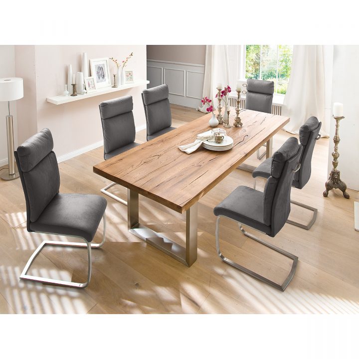 Table De Salle À Manger Marron Contemporain En Bois Massif serapportantà Table De Salle À Manger À Vendre