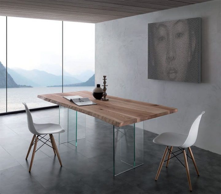 Table De Salle À Manger Rectangulaire En Bois Et Verre dedans Table Pliante Salle À Manger