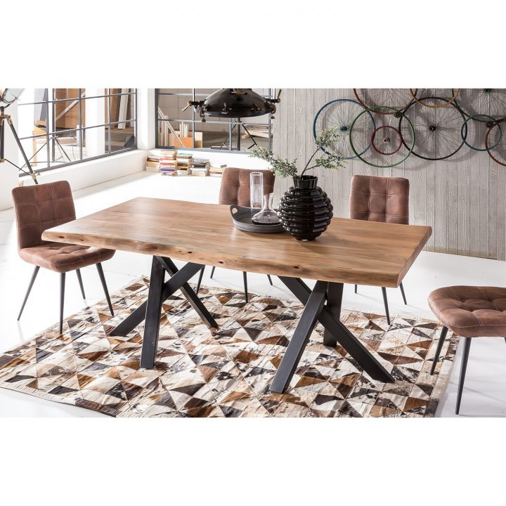 Table De Salle À Manger Rustique 200X100 Cm En Bois Massif destiné Table De Salle À Manger À Vendre