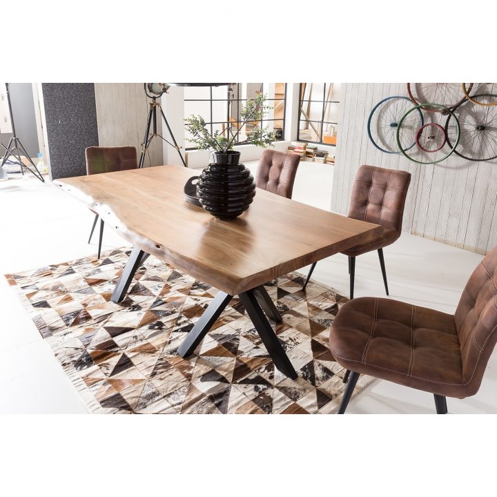 Table De Salle À Manger Rustique 200X100 Cm En Bois Massif pour Table Salle A Manger Metal Et Bois