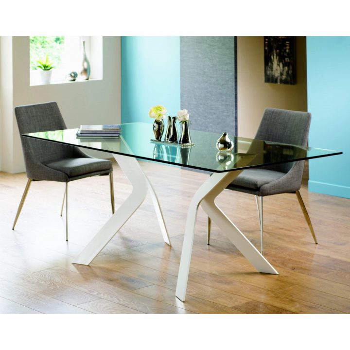 Table De Salle A Manger Tempo Verre Blanche L 180 Cm H 76 intérieur Ensemble Table Et Chaises Salle À Manger