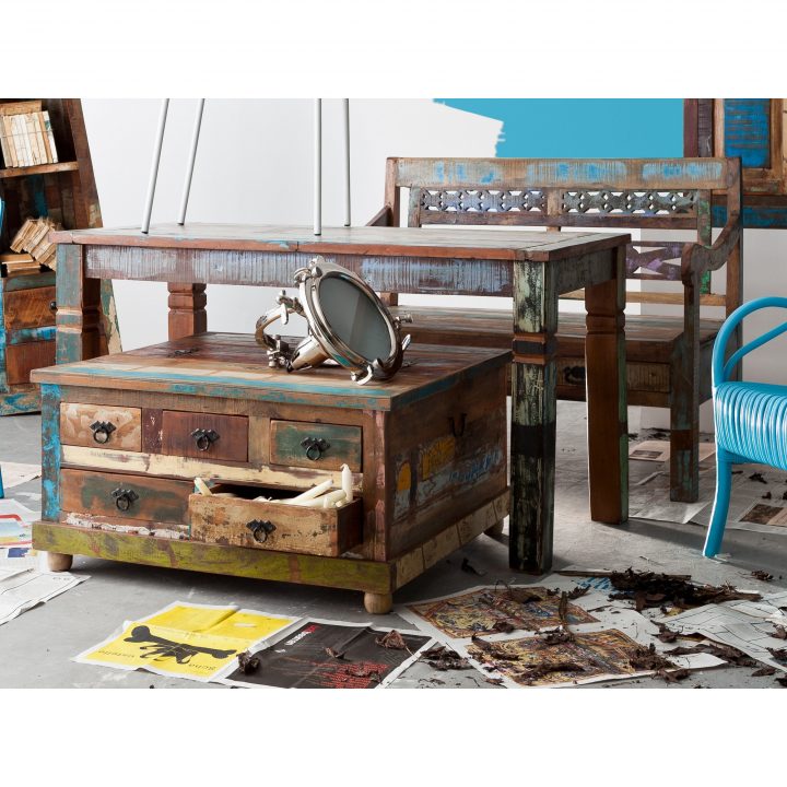Table De Salle À Manger Vintage 140X70 Cm En Bois Recyclé serapportantà Table Salle A Manger Vintage