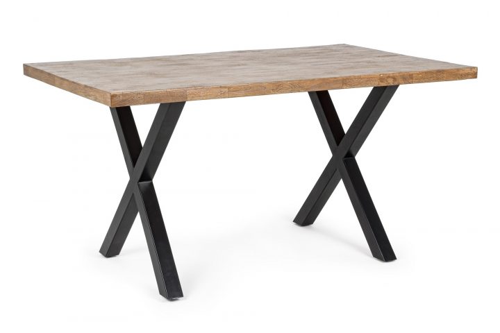 Table En Bois Et Pieds Croisés En Métal – Hellin destiné Table Salle A Manger Bois Et Metal