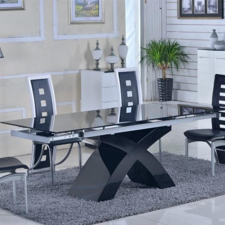 Table En Verre Noir À Rallonges Extensible Elix – Achat serapportantà Table Salle A Manger Extensible Design