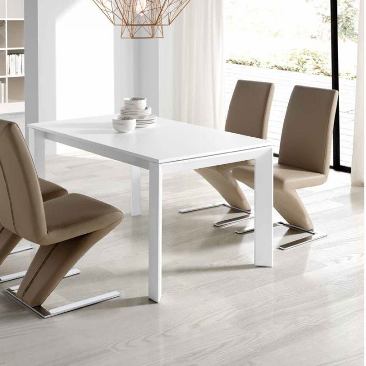 Table Extensible Laqué Blanc, Table A Manger Design avec Table Salle A Manger Extensible Conforama
