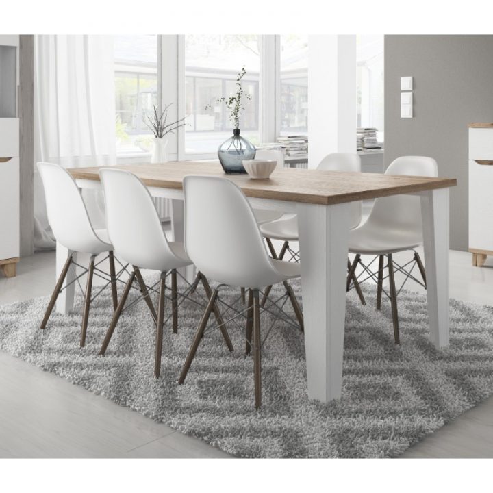 Table Lier Couleur Blanc Et Bois Style Scandinave serapportantà Ikea Table Salle À Manger