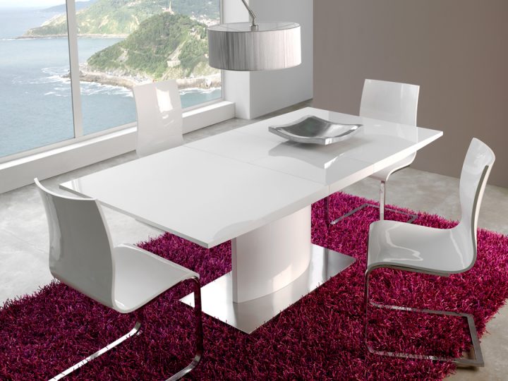 Table Manger Design Extensible Blanc Laqu Neige destiné Table Salle A Manger Extensible Conforama