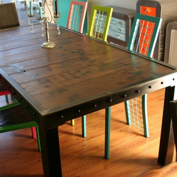 Table Métal Bois | Table Salle À Manger, Table Metal Bois concernant Table Salle A Manger Bois Metal