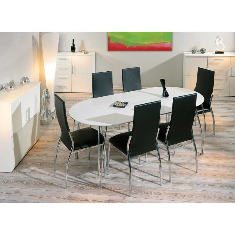 Table Ovale Pour Salle À Manger Avec Extension Coloris serapportantà Table Salle A Manger Blanc Laqué