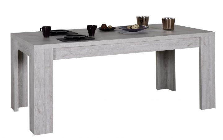 Table Rectangulaire Extensible Bois De Chêne Gris Maeva serapportantà Table Salle À Manger 12 Personnes