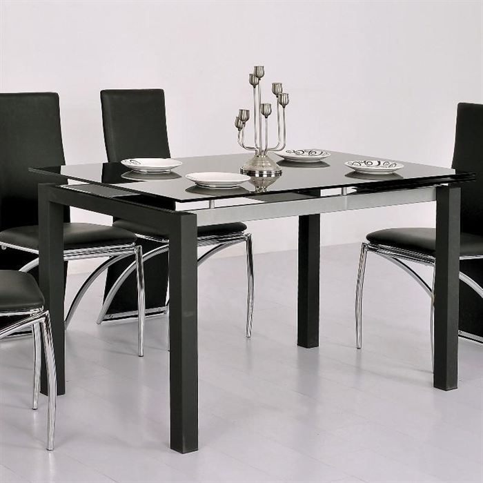 Table Repas Extensible En Verre Noir 120/200 Paros Table À tout Table Salle À Manger Pas Cher