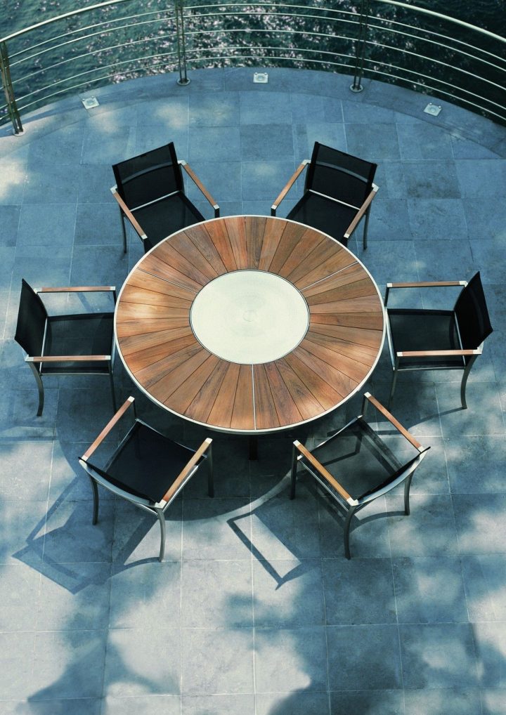Table Ronde O-Zon Avec Plateau Tournant En Teck De encequiconcerne Chemin De Table Ronde 8 Personnes