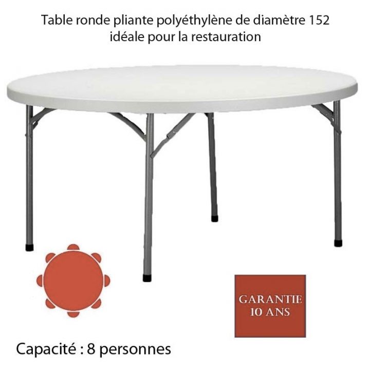 Table Ronde Pliante Polyéthylène Planet150 Diam: 152 avec Chemin De Table Ronde 8 Personnes