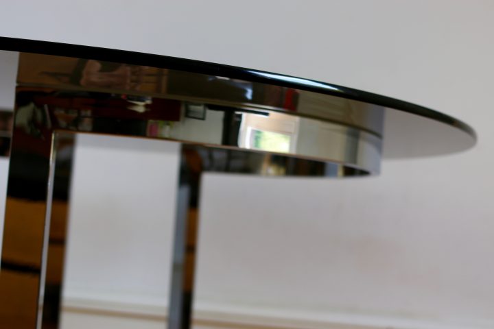 Table Salle A Manger 1970 Verre Et Chrome Boris Tabacoff pour Meuble Salle A Manger Roche Bobois