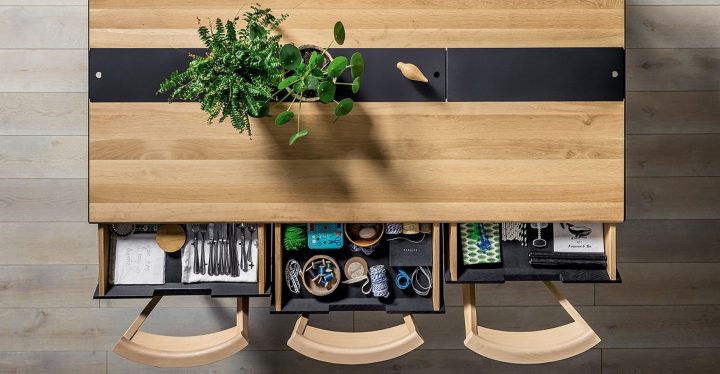 Table Salle À Manger Design En Chêne Avec Tiroirs serapportantà Rangement Salle À Manger