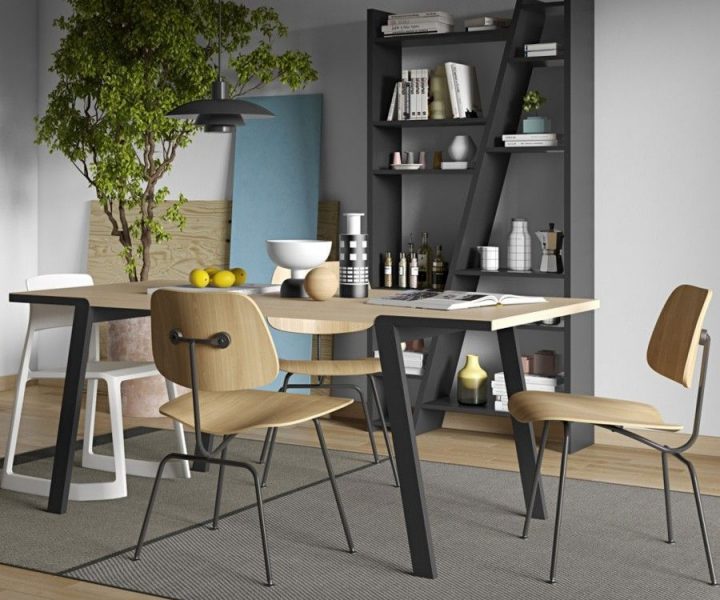 Table Salle À Manger Design Minimaliste Bois Métal Marque dedans Table Salle A Manger Bois Metal