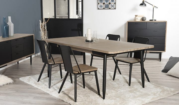 Table Salle À Manger En Acacia Massif Et Métal 200 X 100 Cm pour Table De Salle À Manger Industrielle