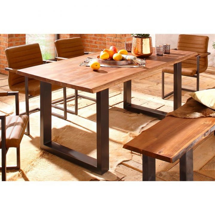 Table Salle À Manger En Acacia Massif Et Métal 8 À 10 dedans Table Salle À Manger 12 Personnes