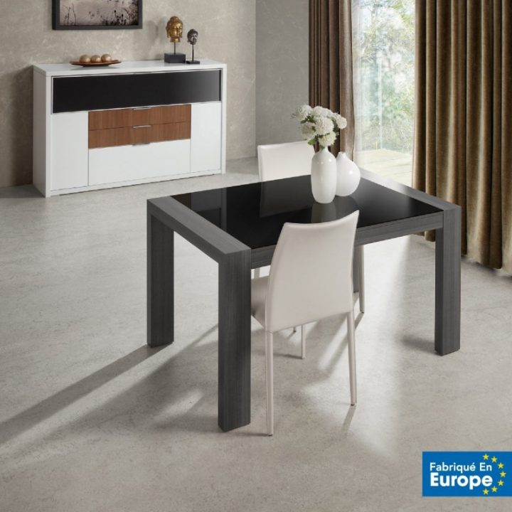 Table Salle A Manger Extensible – Gris/Verre Noir tout Billard Table Salle À Manger