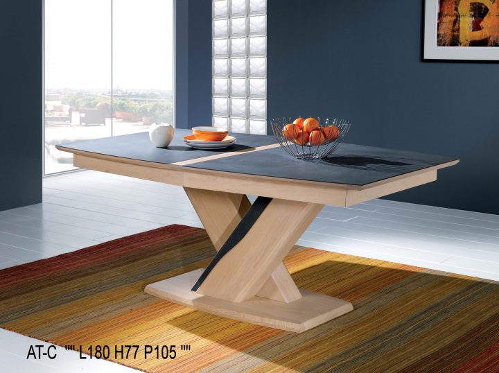 Table-Tonneau-Plateau-Céramique-Avec-Allonge-Incorporée-470Xt serapportantà Table Salle A Manger Ceramique