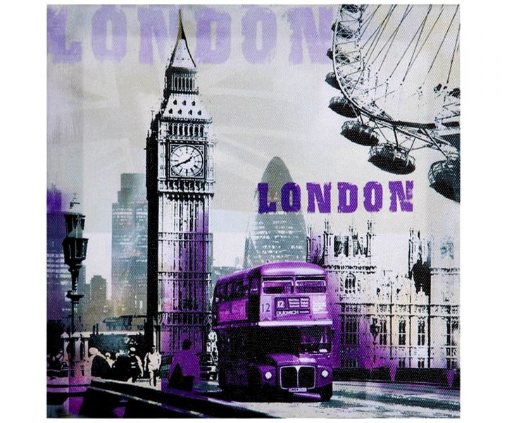 Tableau Toile City Londres Monument Chic Pop Art Purple tout Rideau Londres